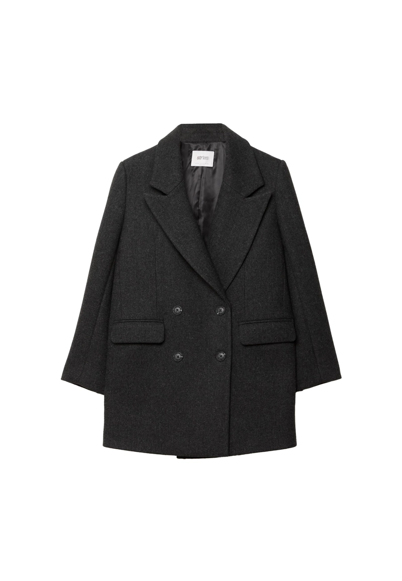 Пальто из ткани в елочку стандартной длины