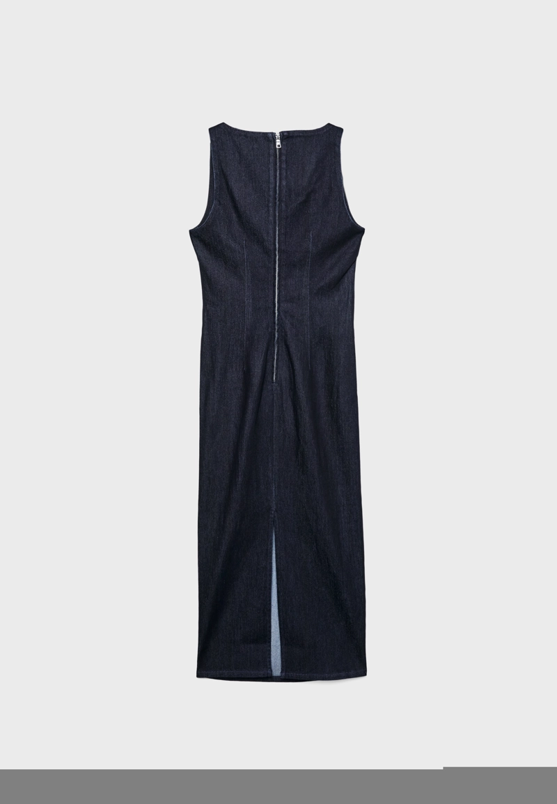 Джинсовое платье миди