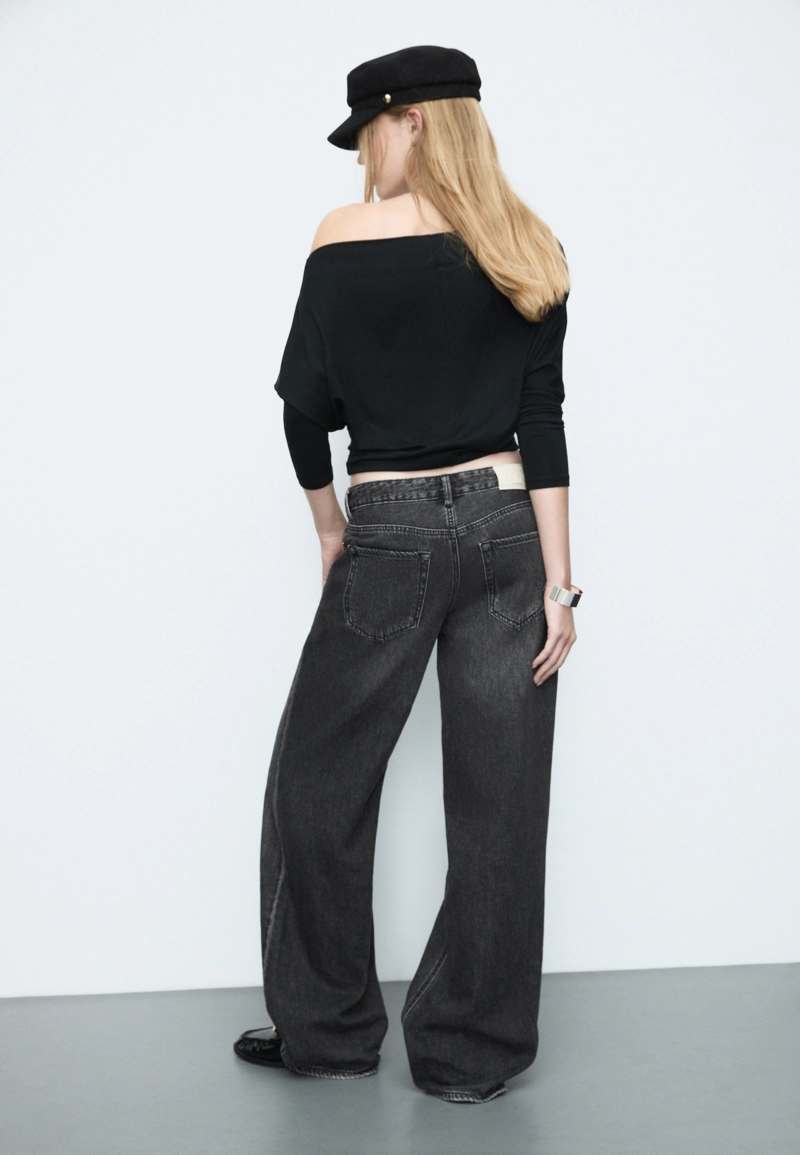 Джинсы D91 с низкой посадкой и широкими штанинами