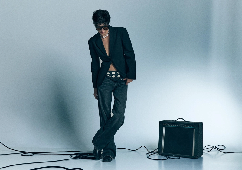 Джинсы D91 с низкой посадкой и широкими штанинами