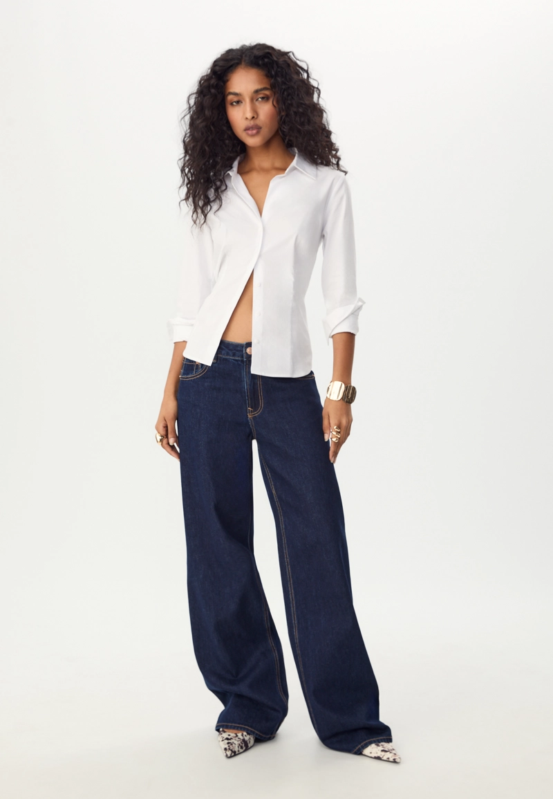 Джинсы D91 с низкой посадкой и широкими штанинами