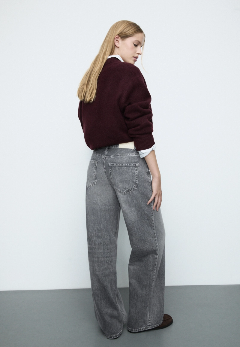 Джинсы D91 с низкой посадкой и широкими штанинами