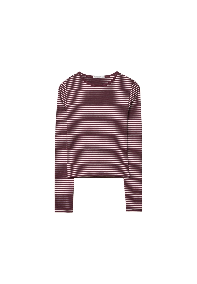 Базовая хлопковая футболка в полоску с длинными рукавами