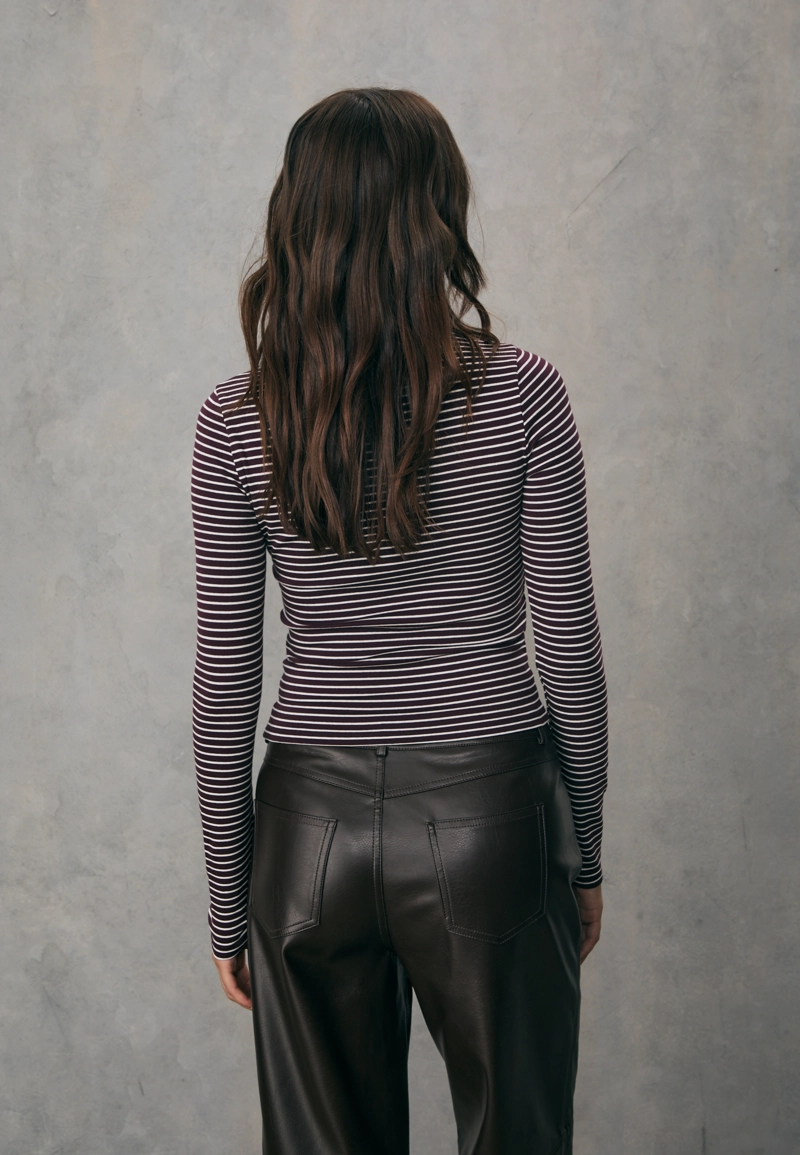 Базовая хлопковая футболка в полоску с длинными рукавами