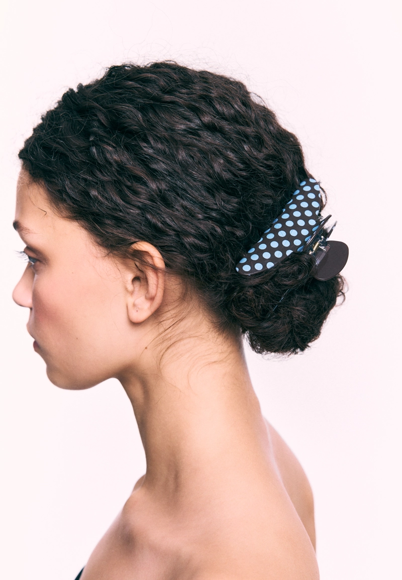 Набор из 2 заколок для меха в горошек