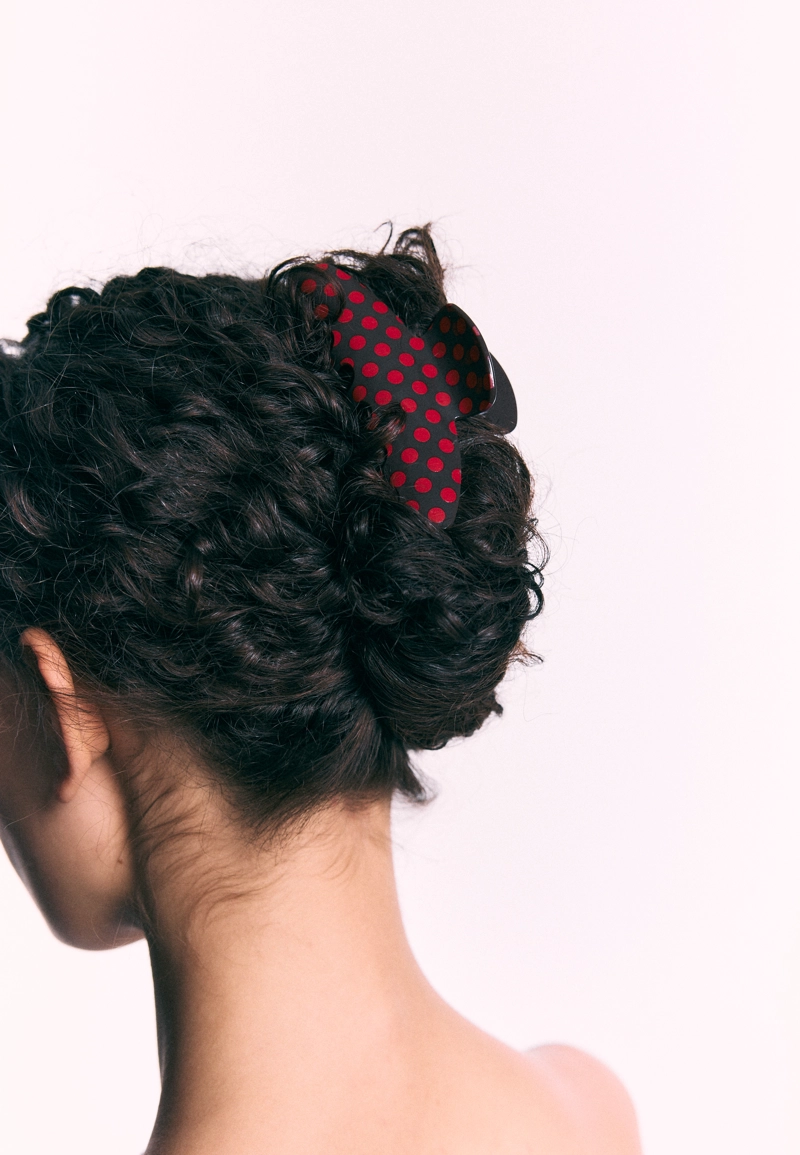 Набор из 2 заколок для меха в горошек