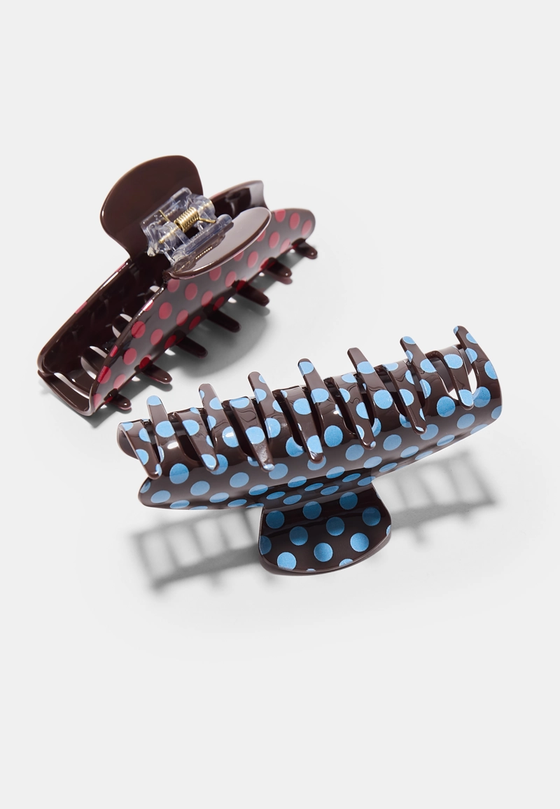 Набор из 2 заколок для меха в горошек