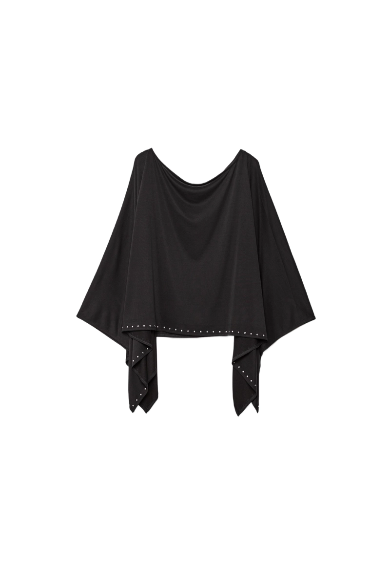 Кейп из ткани купро с заклепками