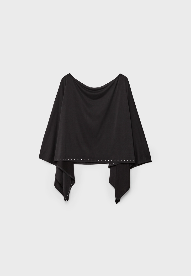 Кейп из ткани купро с заклепками