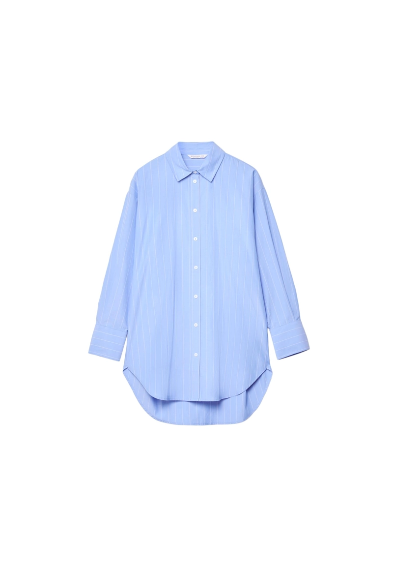 Длинная рубашка в полоску из поплина