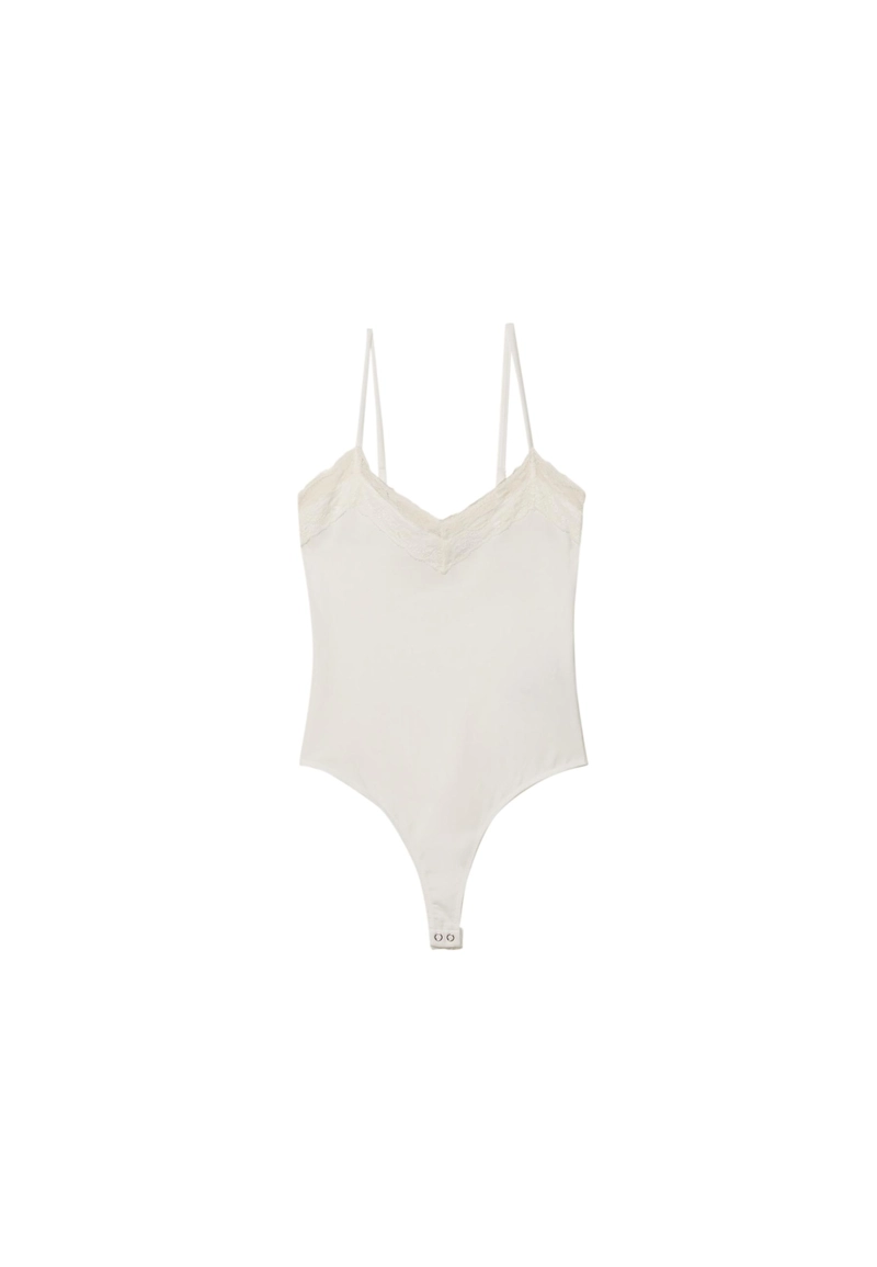 Хлопковый боди с кружевной отделкой