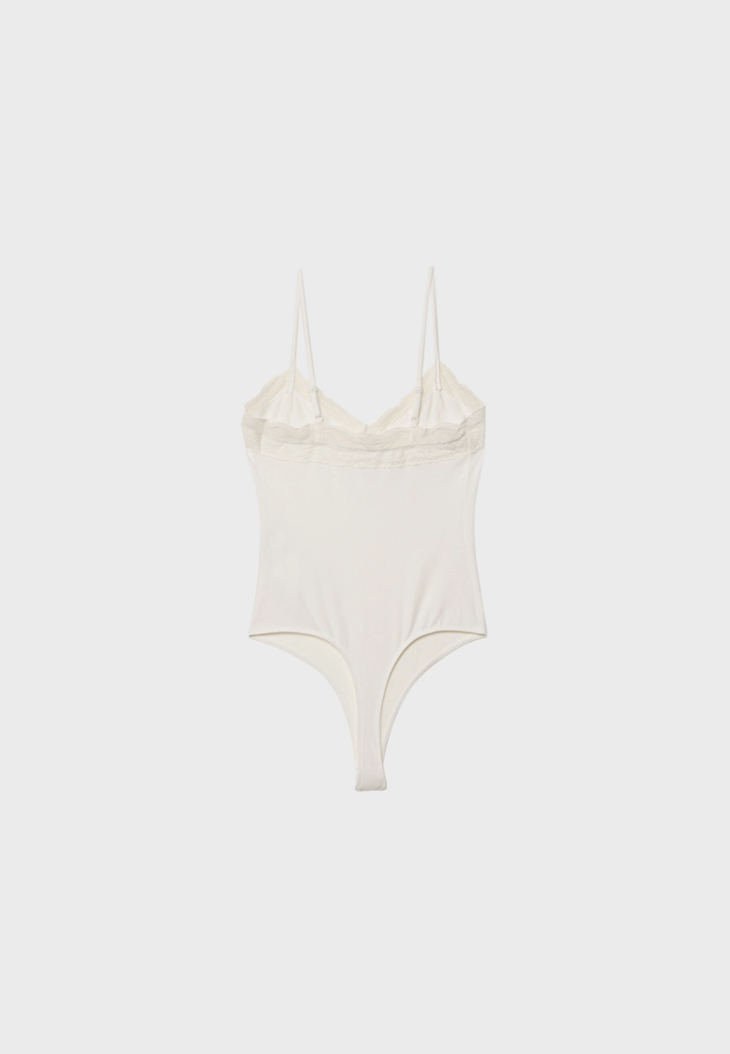 Хлопковый боди с кружевной отделкой