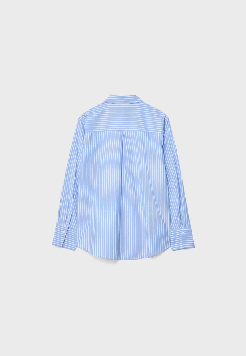 Базовая рубашка в полоску из поплина с карманом