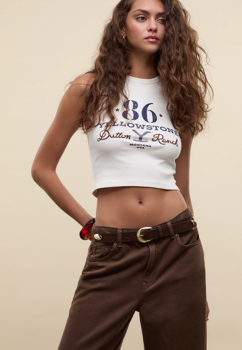 Укороченная футболка-борцовка Yellowstone