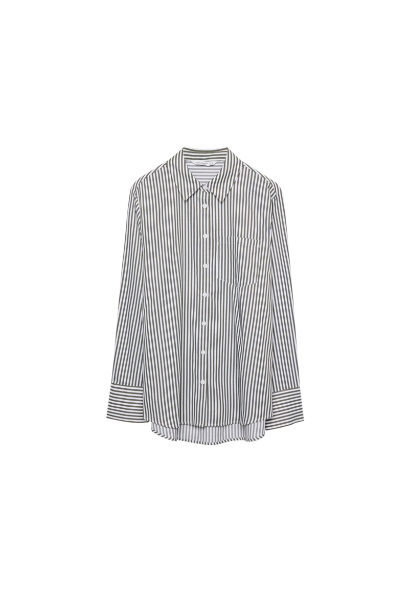 Базовая рубашка в полоску из поплина с карманом