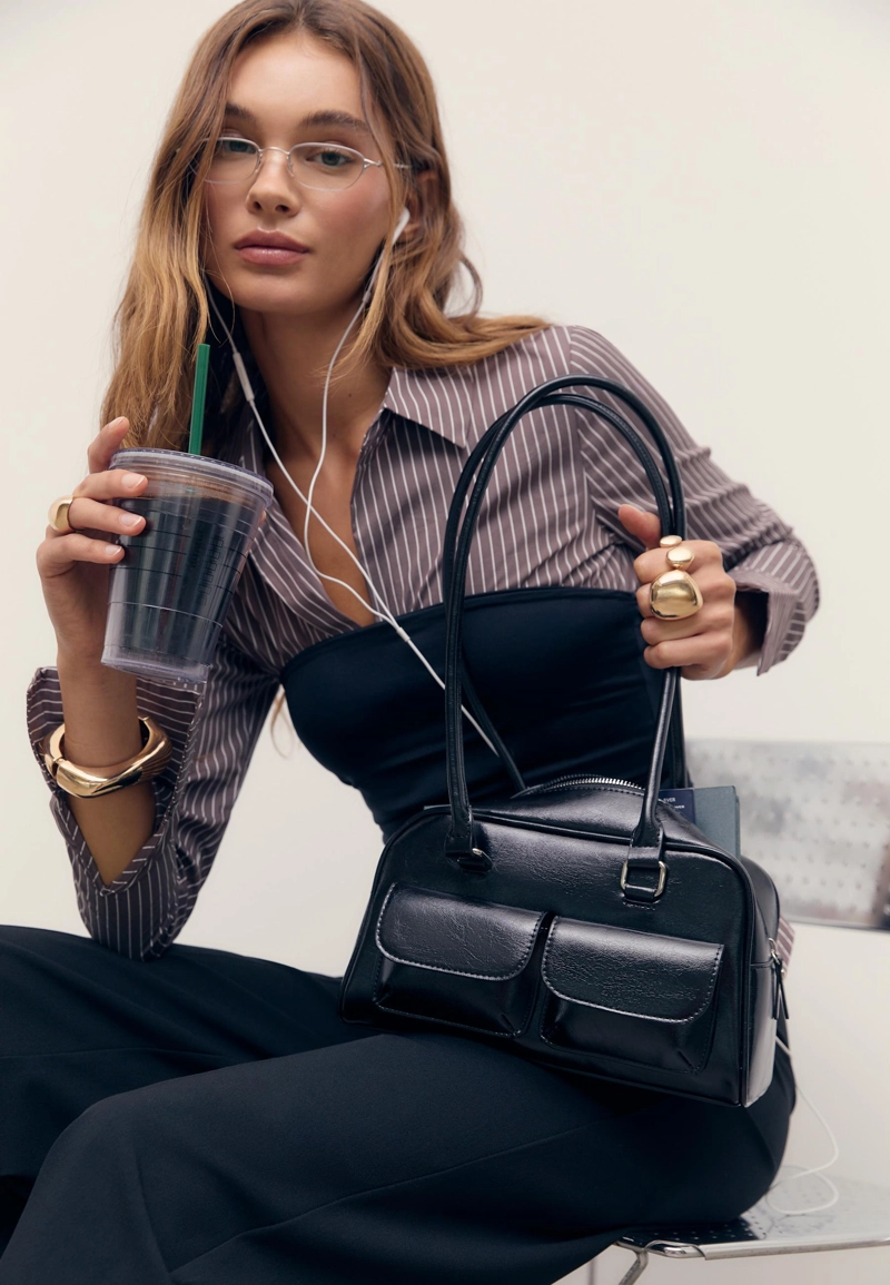 Сумка через плечо с карманами и длинной ручкой