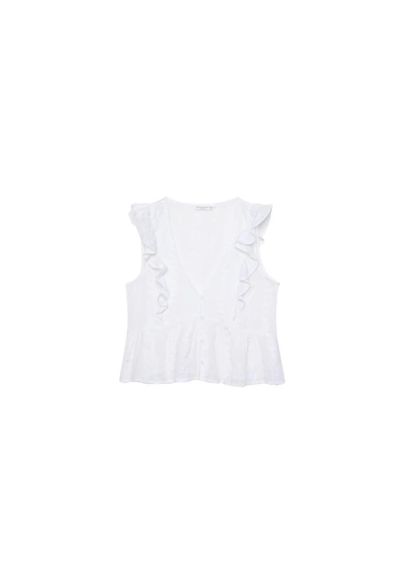 Свободный топ с вышивкой и воланами