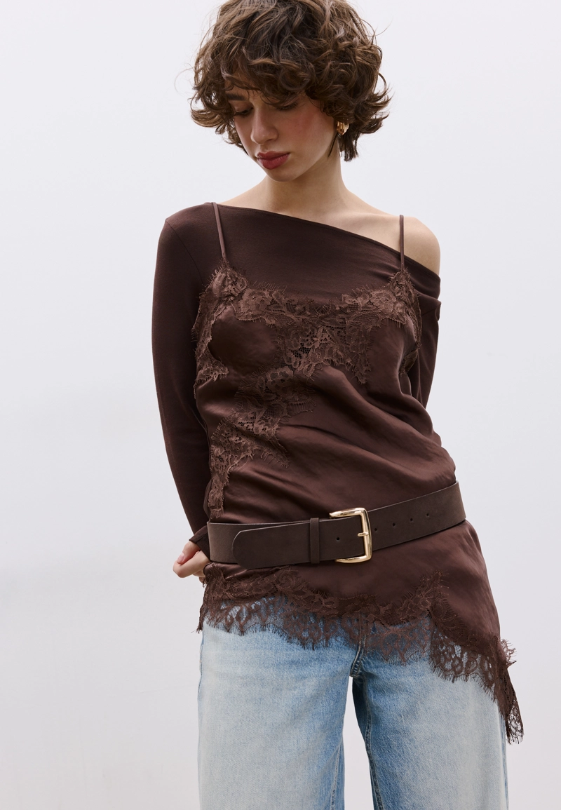 Ремень полуширокий из искусственной замши