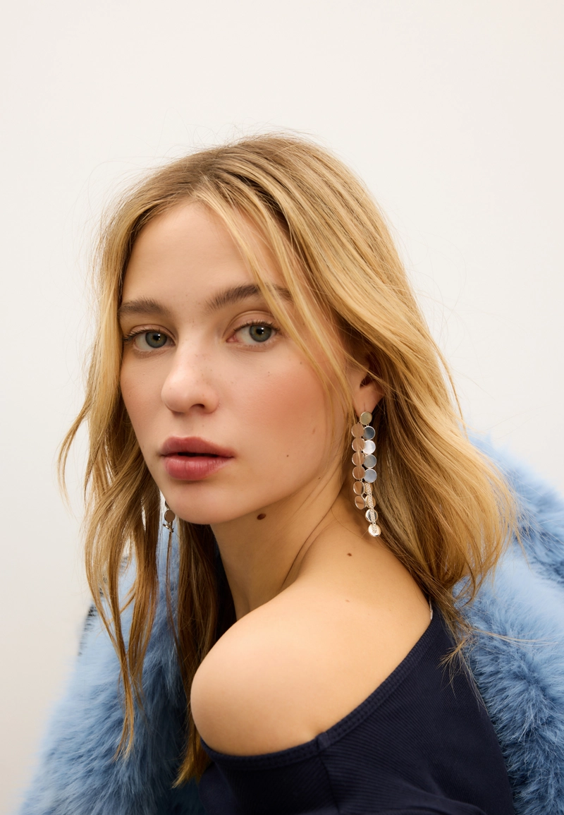 Длинные серьги с мини-кругами