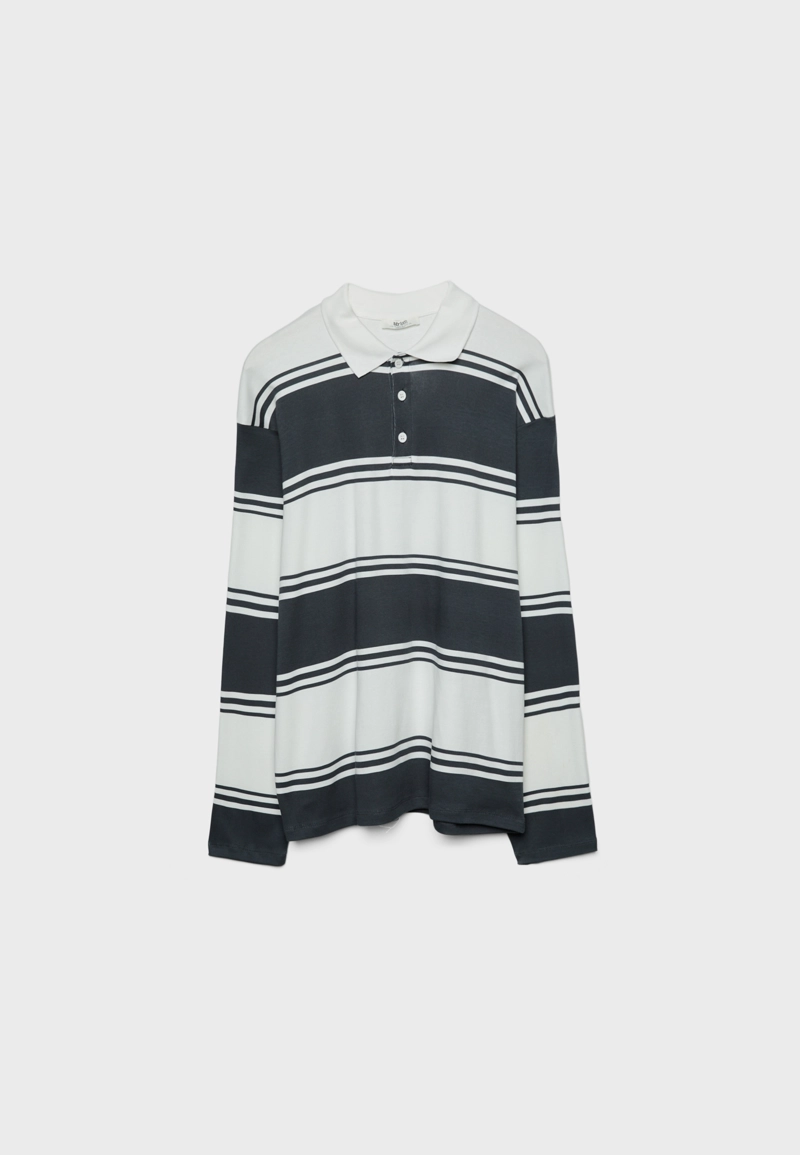 Футболка-поло оверсайз в полоску