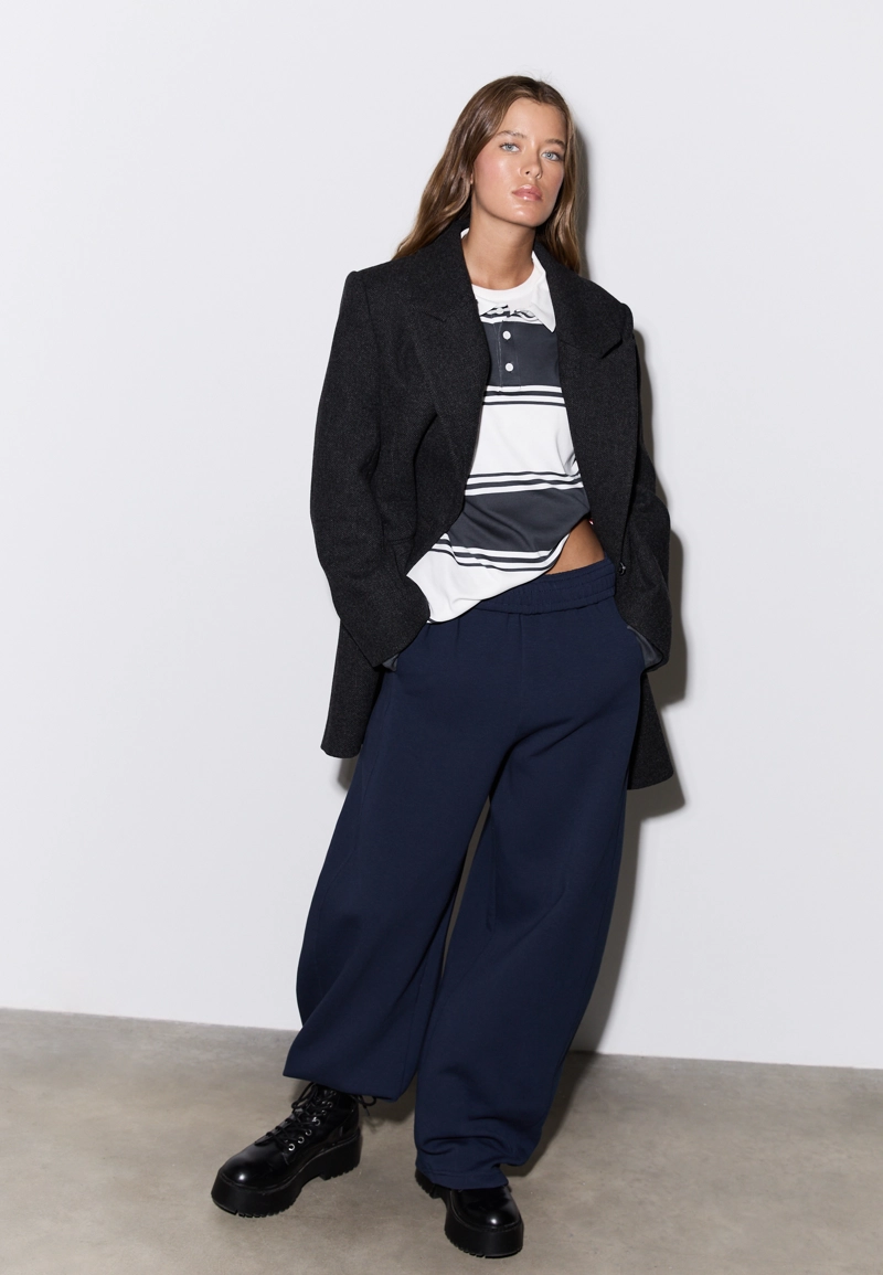 Футболка-поло оверсайз в полоску