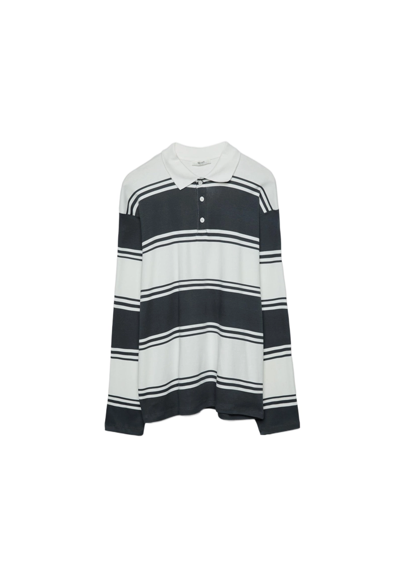 Футболка-поло оверсайз в полоску