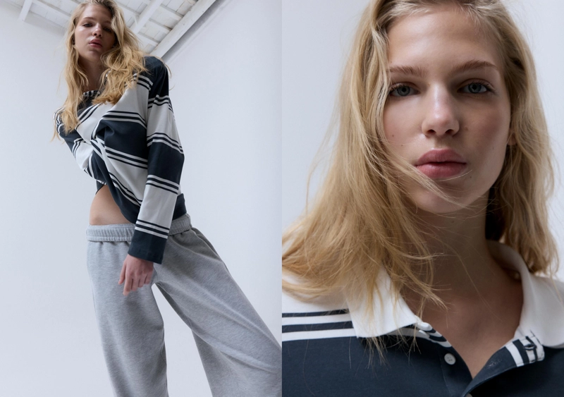 Футболка-поло оверсайз в полоску