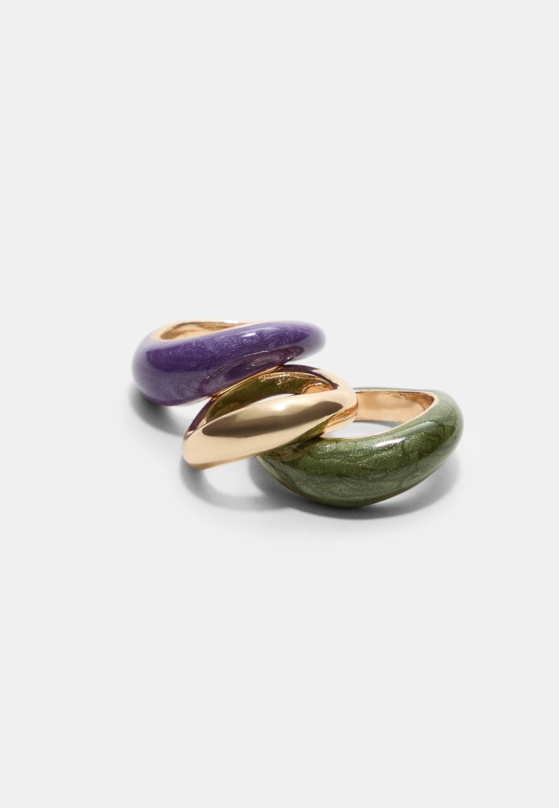 Набор из 3 комбинированных колец с эмалью