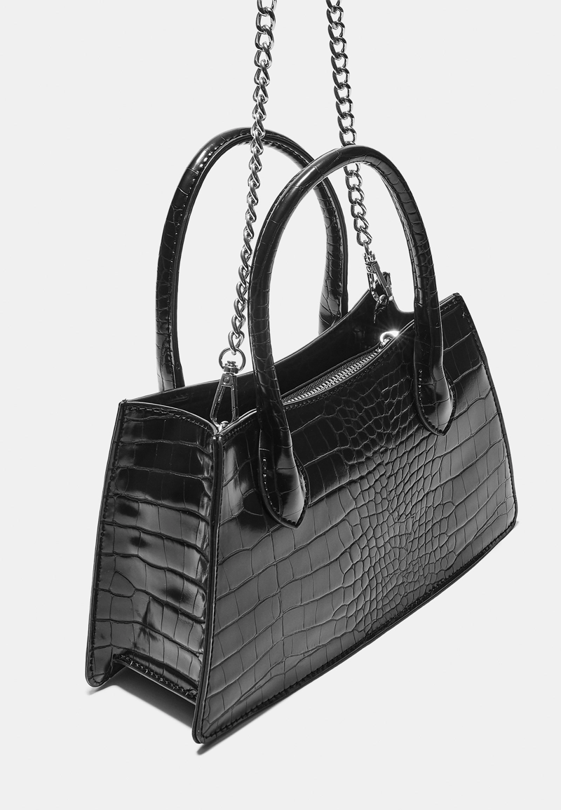 Сумка-трапеция с тиснением под кожу крокодила