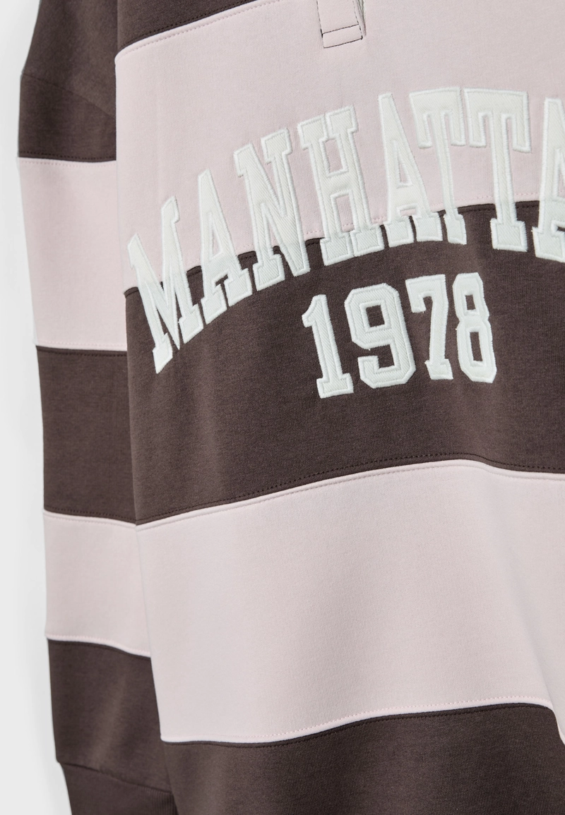 Толстовка-поло в полоску с принтом