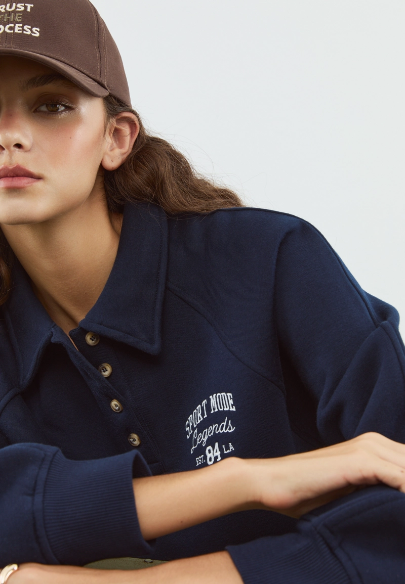 Толстовка-поло на пуговицах