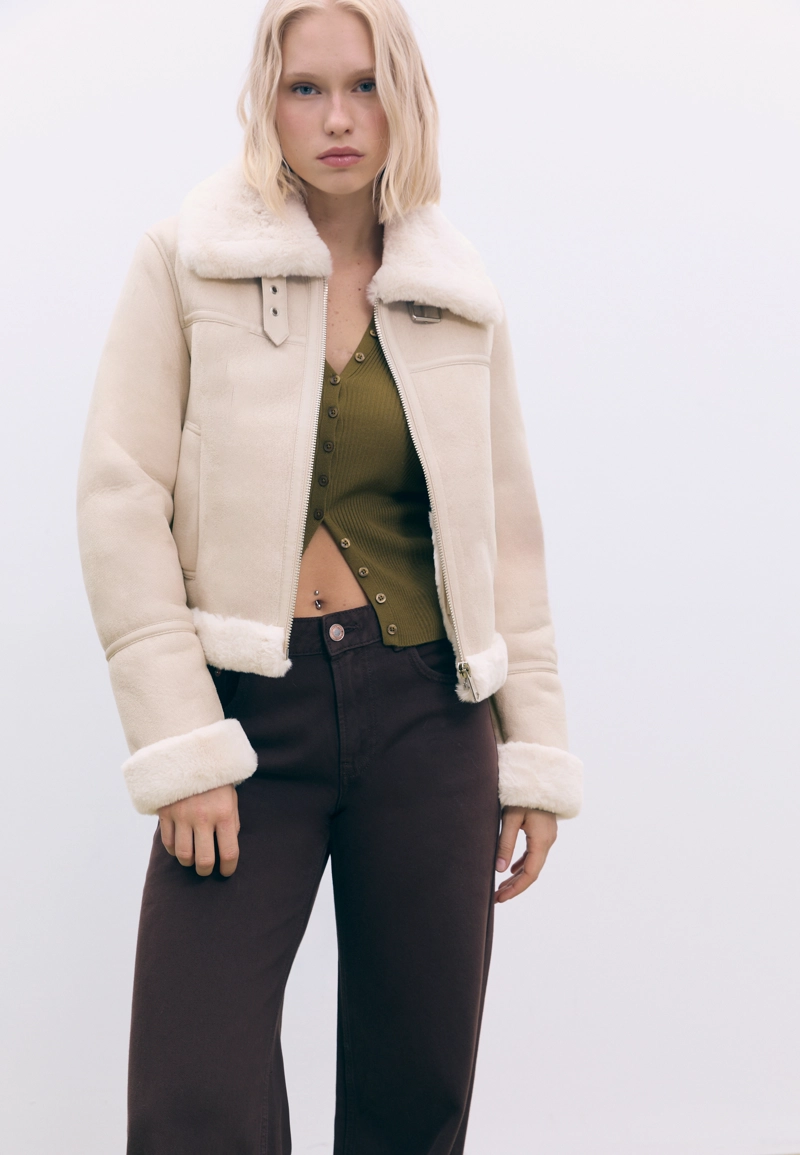 Куртка-дубленка из искусственной замши