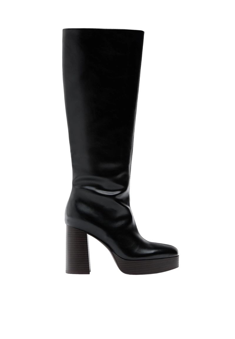 Высокие сапоги на платформе и каблуке