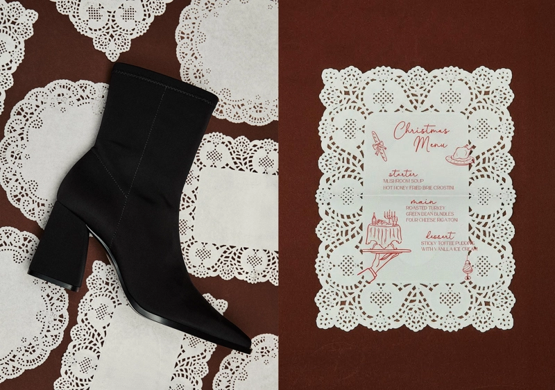 Ботильоны на каблуке из плотной синтетической ткани