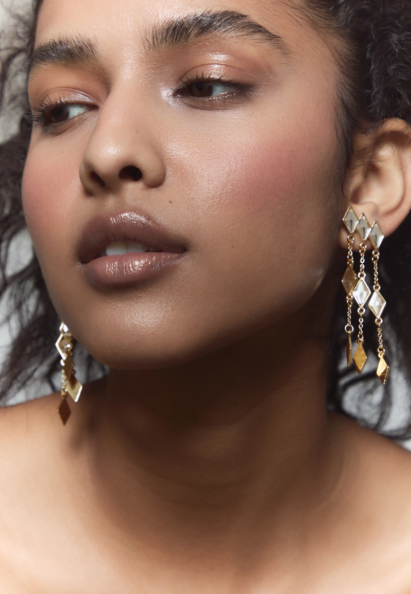 Длинные серьги с ромбами