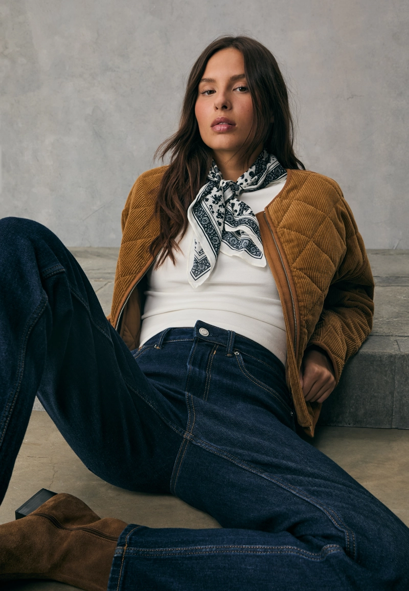 Стеганая вельветовая куртка