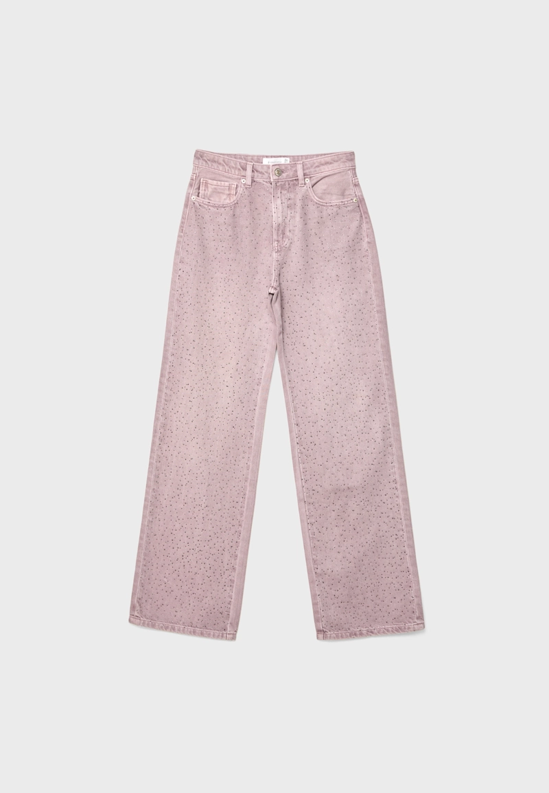 Джинсы прямого кроя с блестящей отделкой