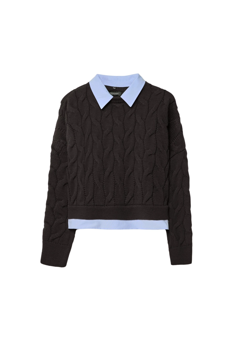 Комбинированный вязаный свитер