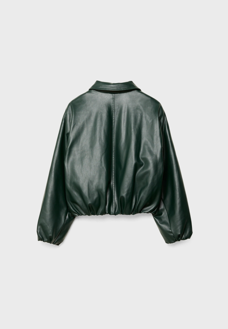 Стеганая куртка-бомбер из искусственной кожи