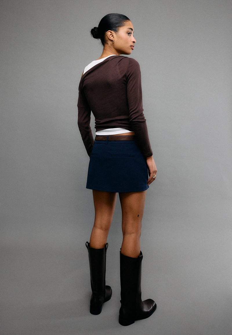 Мини-юбка-шорты с поясом