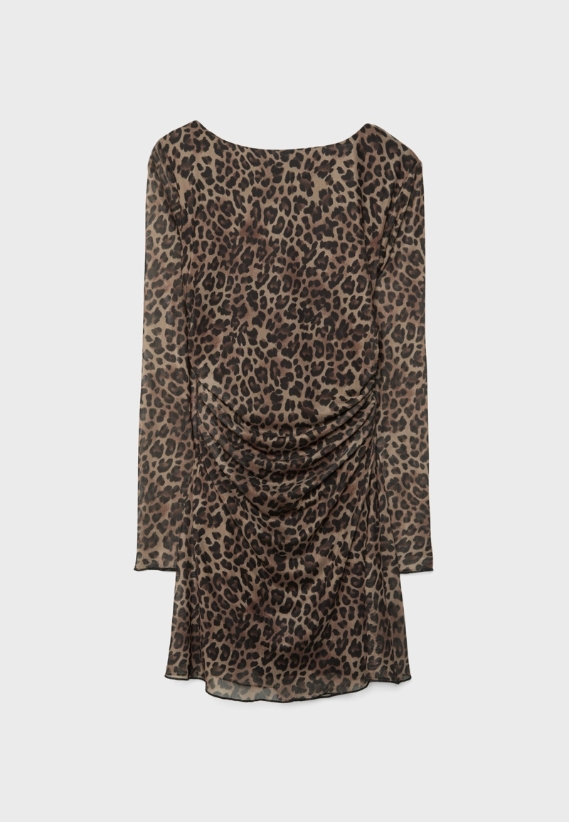 Короткое платье из полупрозрачной ткани с принтом