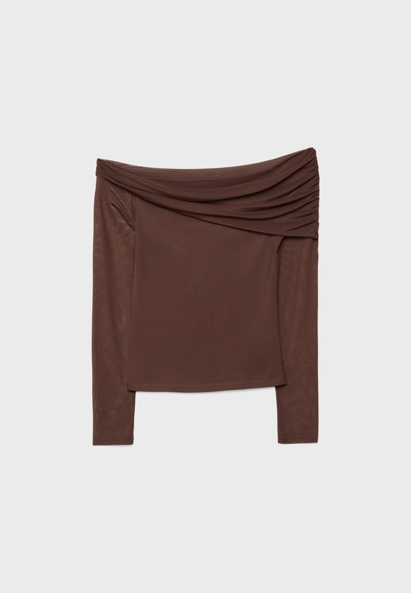 Асимметричная футболка из полупрозрачной ткани