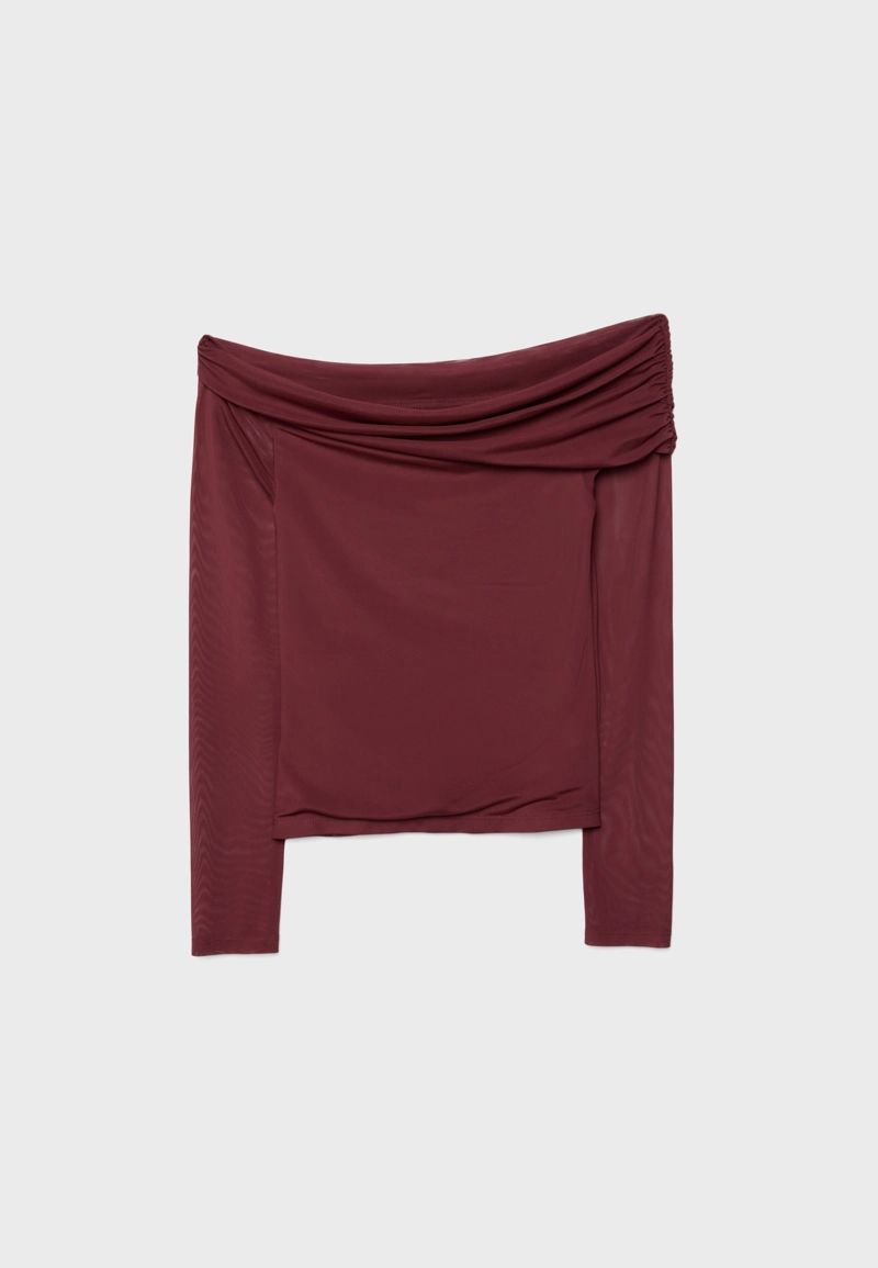 Асимметричная футболка из полупрозрачной ткани