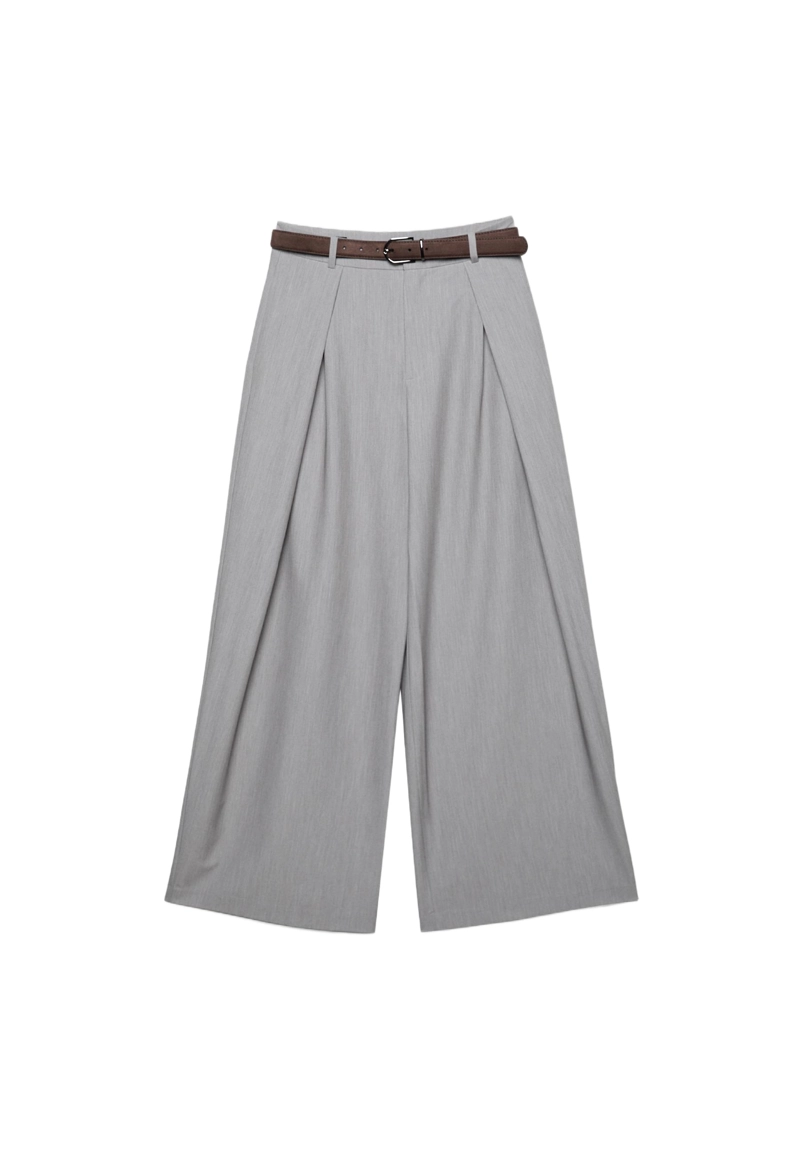 Брюки с макси-защипами и поясом