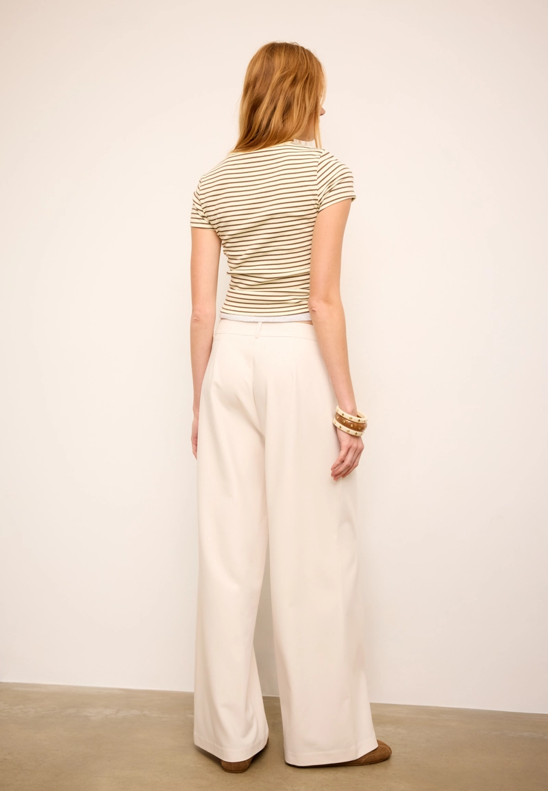 Повседневные брюки в полоску с перекрестной талией