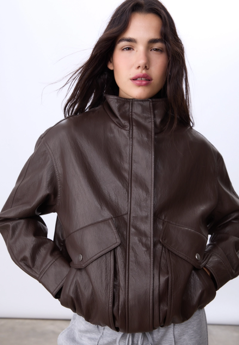 Куртка оверсайз из искусственной кожи