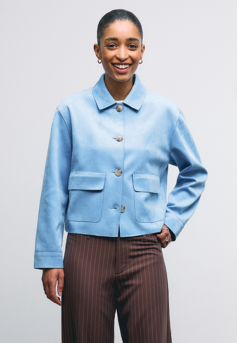 Куртка из искусственной замши с карманами