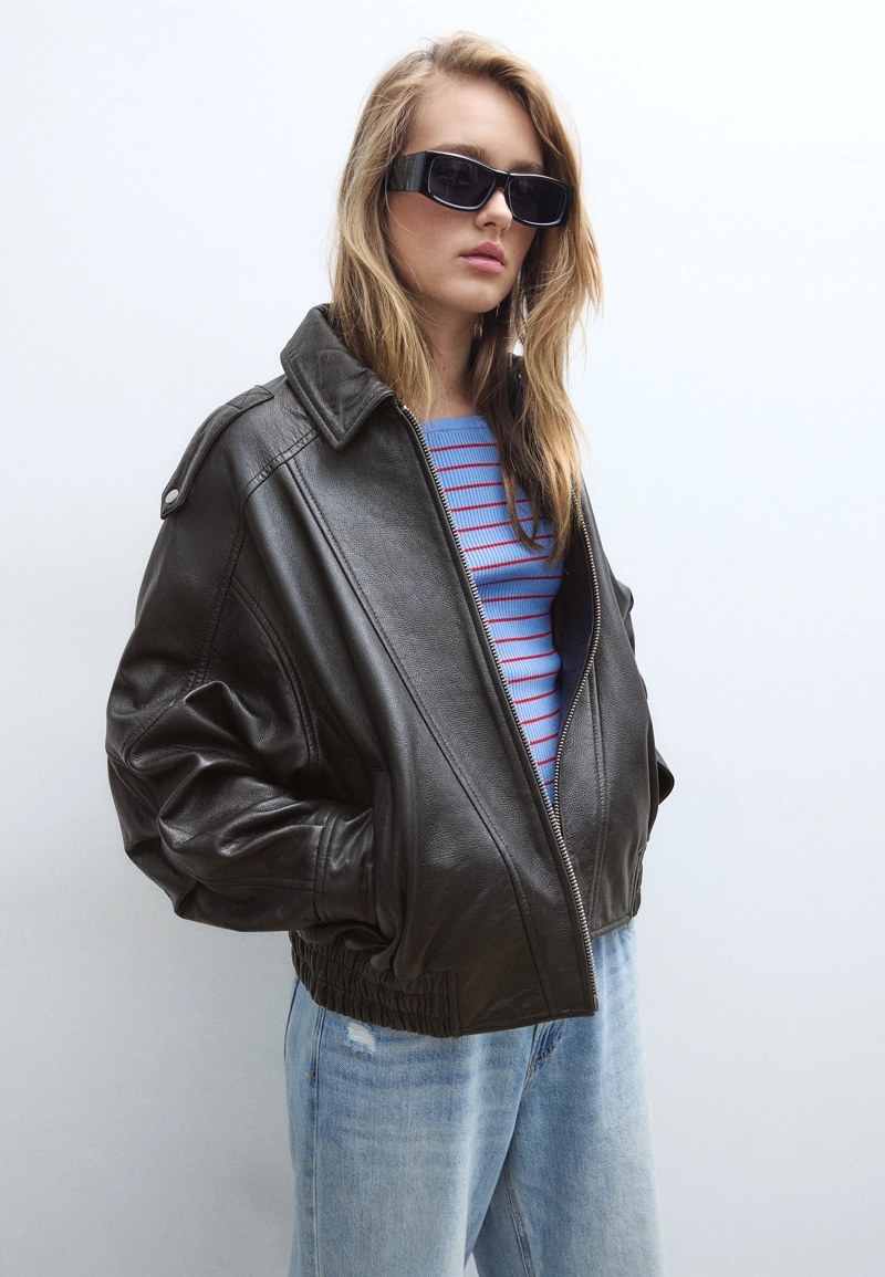 Куртка оверсайз из кожи