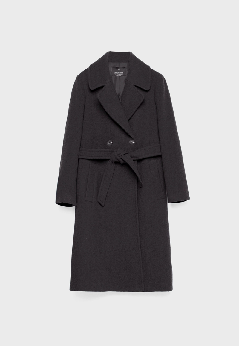 Пальто миди с поясом