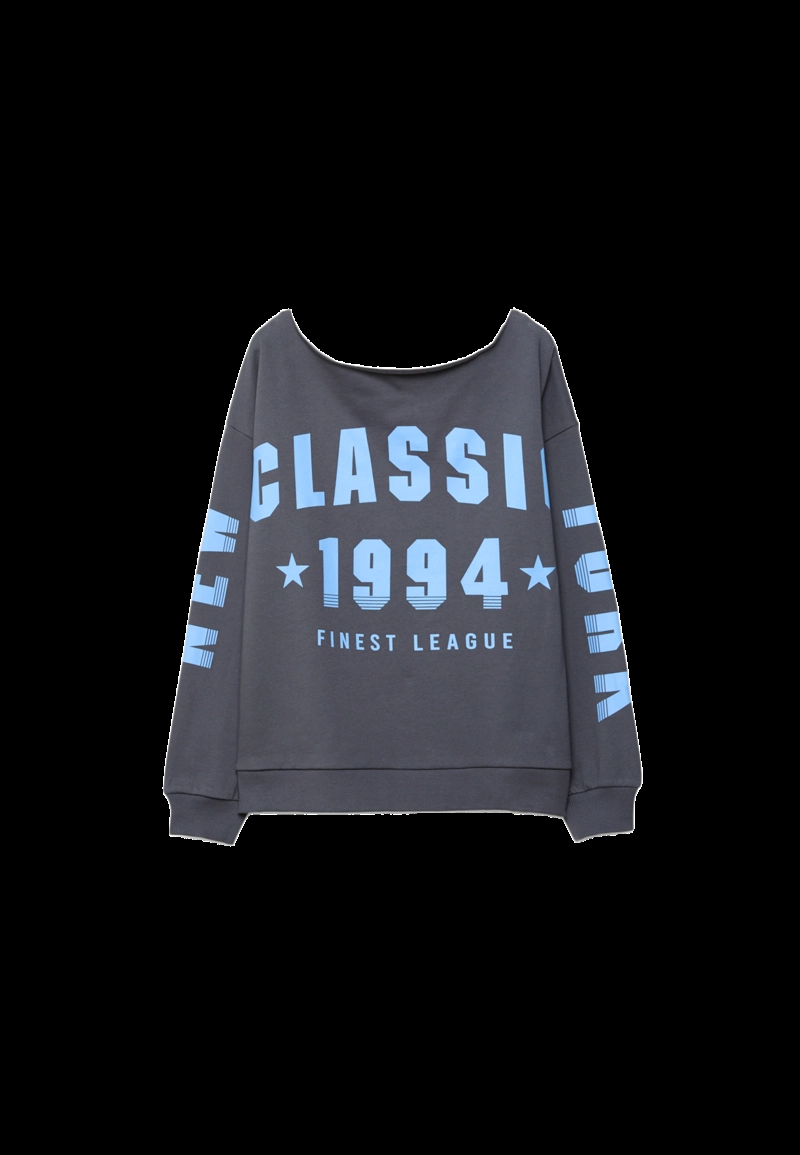 Толстовка с вырезом-лодочкой и принтом